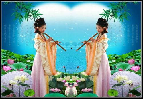 美女吹箫图片,美女吹箫图中的古典韵味